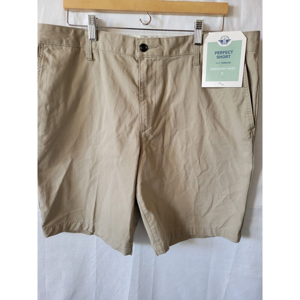 Docker Perfect Short Men's Classic Fit  Khaki 38 Cotton & Security Pockets New